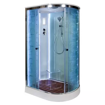 Душевая кабина DTO EM1511LLED 110х80х220 см, стекло с узором, профиль глянцевый хром