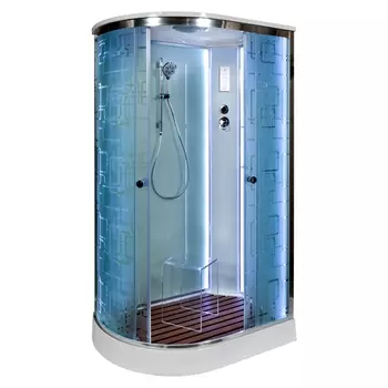 Душевая кабина DTO EM1511RLED 110х80х220 см, стекло с узором, профиль глянцевый хром