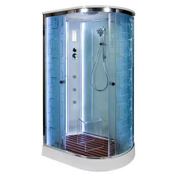 Душевая кабина DTO EM1512LLED+GM 120х80х220 см, стекло с узором, профиль глянцевый хром