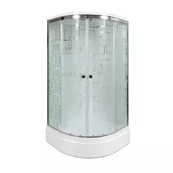 Душевая кабина DTO EM2710GM+EL 100х100х220 см, стекло с узором, профиль глянцевый хром