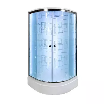 Душевая кабина DTO EM2710LED+GM 100х100х220 см, стекло с узором, профиль глянцевый хром