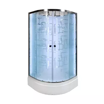 Душевая кабина DTO EM2710NLED 100х100х210 см, стекло с узором, профиль глянцевый хром