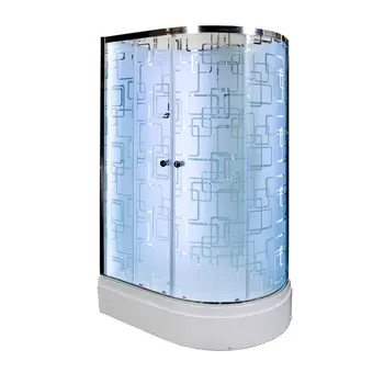 Душевая кабина DTO EM2712LNLED 120х80х210 см, стекло с узором, профиль глянцевый хром