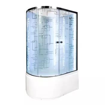 Душевая кабина DTO EM4511RNLED 110х80х208 см, стекло с узором, профиль глянцевый хром