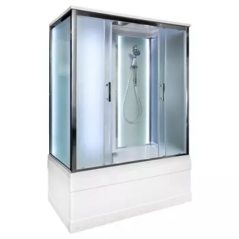 Душевая кабина DTO EM4515LED 150х85х220 см, стекло с узором, профиль глянцевый хром