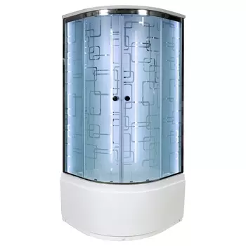 Душевая кабина DTO EM4590LED 90х90х220 см, стекло с узором, профиль глянцевый хром