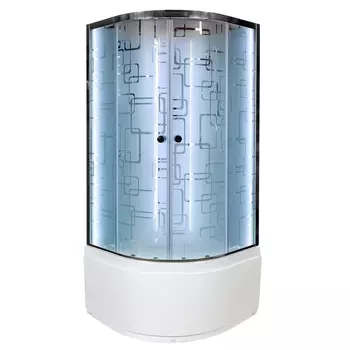 Душевая кабина DTO EM4590NLED 90х90х208 см, стекло с узором, профиль глянцевый хром