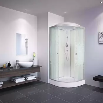 Душевая кабина DTO L909 90х90х215 см, стекло с узором, профиль матовый хром