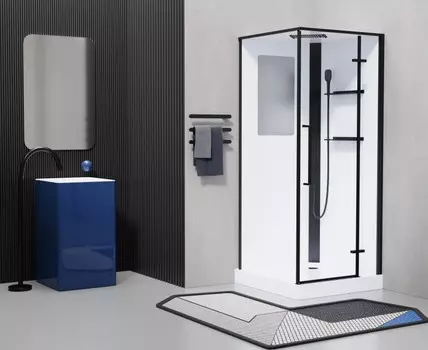 Душевая кабина Esbano ESM-QUADRO-90 Right 90х90х215 стекло прозрачное, профиль черный