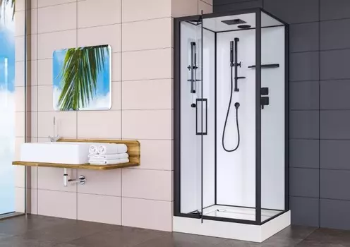 Душевая кабина Esbano Raspa ESKBRSP90 90x90x215 см, профиль черный матовый, стекло прозрачное