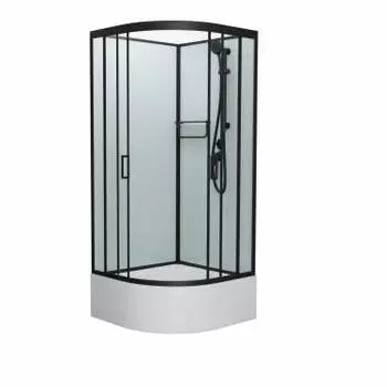 Душевая кабина Frank F400/2 Black 100x100x215 см, стекло прозрачное, профиль черный