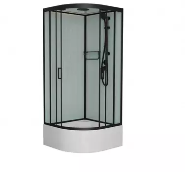 Душевая кабина Frank F400/2 Black 100x100x220 см, стекло прозрачное, профиль черный