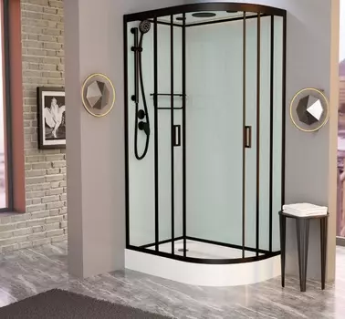 Душевая кабина Frank F411L М Black матовое стекло