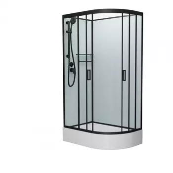 Душевая кабина Frank F412/1L Black 120x80x220 см, стекло прозрачное, профиль черный