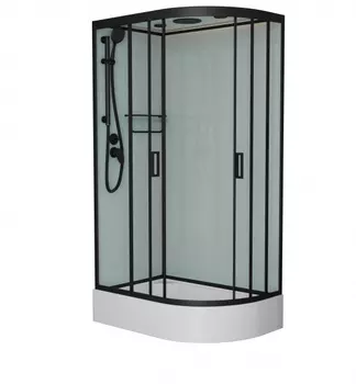 Душевая кабина Frank F412/1L Black 120x80x220 см, стекло прозрачное, профиль хром