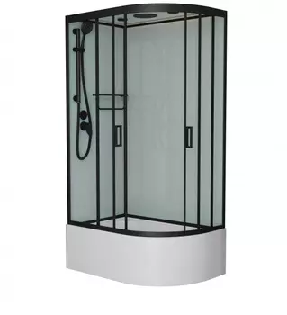 Душевая кабина Frank F412/2L Black 120x80x220 см, стекло прозрачное, профиль черный