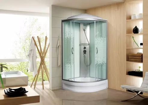 Душевая кабина Мономах 100/24 С МЗ стекло с узором, профиль хром, с крышей