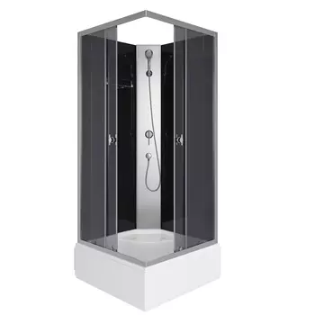 Душевая кабина Niagara Eco E90/26Q/TN/BK 90х90 средний поддон, стекло тонированное, профиль серебро