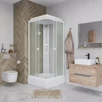 Душевая кабина Niagara Promo P100/26Q/MT 100х100 стекло матовое, профиль белый