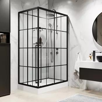 Душевая кабина Niagara Standart 100х80х225 R ST100/80/15QR/KL/BKT стекло с узором, профиль черный