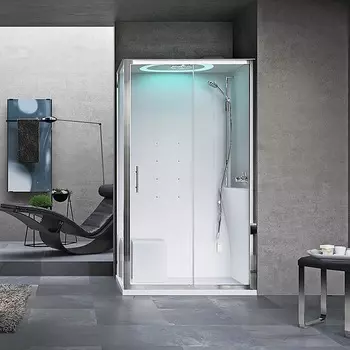 Душевая кабина Novellini Eon EON2P129DT1F-1AK правая, хром/белый глянец