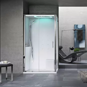 Душевая кабина Novellini Eon EON2P129ST1N-1AK левая, хром/белый глянец