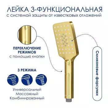 Душевая лейка WasserKRAFT Aisch A201 матовое золото