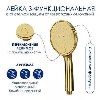 Душевая лейка WasserKRAFT Sauer 7100 A207 золото