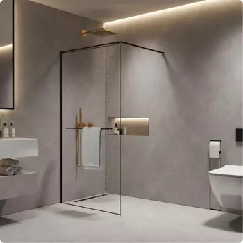 Душевая перегородка AQUAme AQM3720-2-9 90х200 см, стекло прозрачное, профиль черный