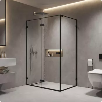 Душевая перегородка AQUAme AQM7409-2-9 90х200 см, стекло прозрачное, профиль черный