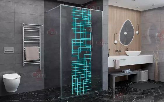 Душевая перегородка AvaCan LC110 110х200 см, профиль хром, стекло с рисунком