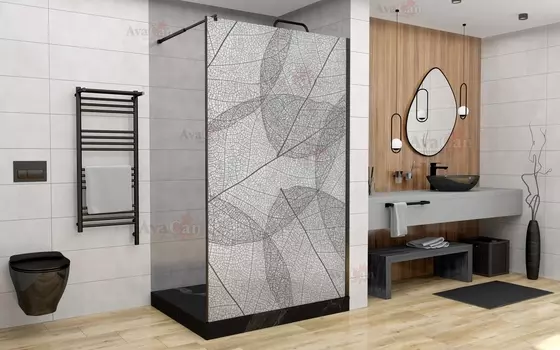 Душевая перегородка AvaCan MB120MT 120х200 см, профиль черный, стекло матовое