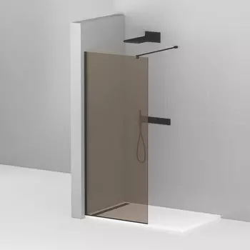 Душевая перегородка Cezares Liberta-L-1-110-120-BR-NERO стекло бронза, кронштейн 120 см