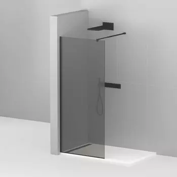 Душевая перегородка Cezares Liberta-L-1-110-120-GR-NERO стекло графит, кронштейн 120 см