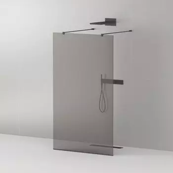 Душевая перегородка Cezares Liberta-L-2-100-120-GR-NERO стекло графит, кронштейн 120 см