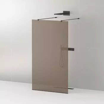 Душевая перегородка Cezares Liberta-L-2-120-120-BR-NERO стекло бронза, кронштейн 120 см