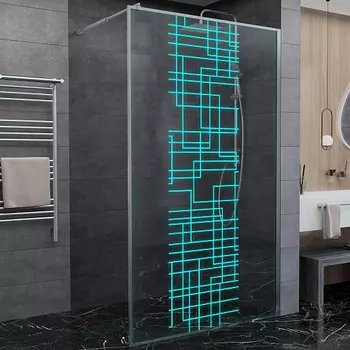 Душевая перегородка DTO LC 100 Chrome стекло с рисунком, профиль хром