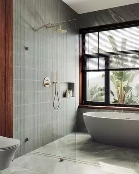 Душевая перегородка Maybah Glass MGD-259-2 79х195 см, профиль бронза, стекло бесцветное