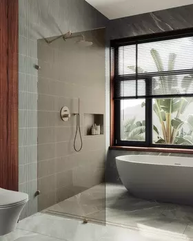 Душевая перегородка Maybah Glass MGD-262-2 79х195 см, профиль бронза, стекло бронза