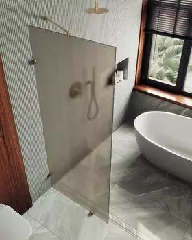 Душевая перегородка Maybah Glass MGD-265-2 79х195 см, профиль бронза, стекло бронза матовая