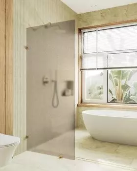Душевая перегородка Maybah Glass MGD-265-3 79х195 см, профиль золото, стекло бронза матовая
