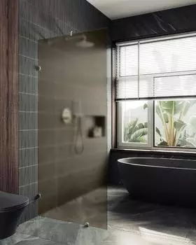 Душевая перегородка Maybah Glass MGD-265-4 79х195 см, профиль хром глянцевый, стекло бронза матовая