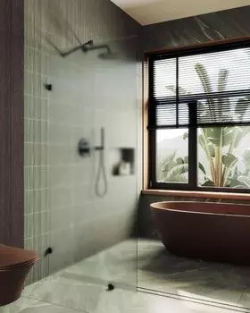 Душевая перегородка Maybah Glass MGD-268-6 79х195 см, профиль черный, стекло сатин