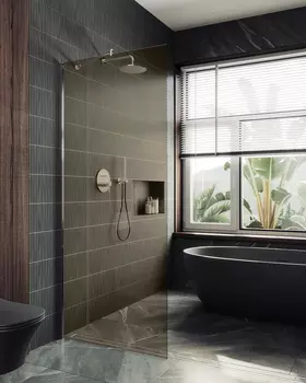 Душевая перегородка Maybah Glass MGD-678-5ш 109х195 см, профиль хром матовый, стекло бронза