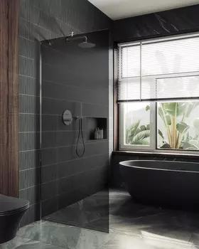 Душевая перегородка Maybah Glass MGD-681-5ш 109х195 см, профиль хром матовый, стекло графит