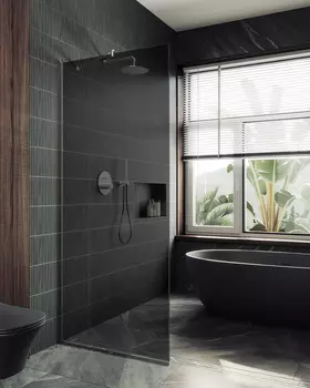 Душевая перегородка Maybah Glass MGD-681-5у 109х195 см, профиль хром матовый, стекло графит