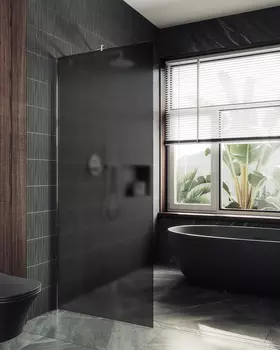 Душевая перегородка Maybah Glass MGD-682-5ш 109х195 см, профиль хром матовый, стекло графит матовый