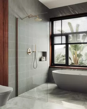 Душевая перегородка Maybah Glass MGD-695-2ш 79х195 см, профиль бронза, стекло прозрачное