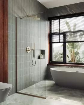 Душевая перегородка Maybah Glass MGD-695-2у 79х195 см, профиль бронза, стекло прозрачное