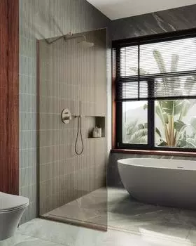 Душевая перегородка Maybah Glass MGD-696-2у 79х195 см, профиль бронза, стекло бронза